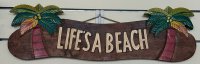 "Life Is A Beach" Coconut Tree Wood Sign